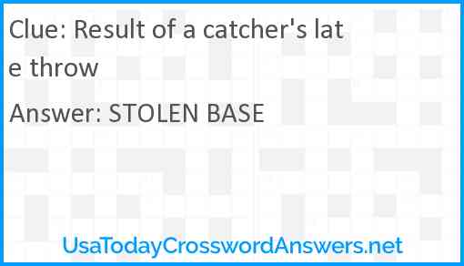 Result of a catcher's late throw Answer