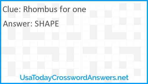 Rhombus for one Answer