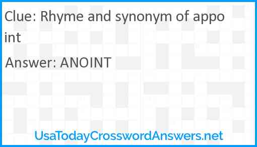 Rhyme and synonym of appoint Answer