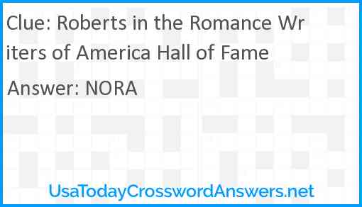 Roberts in the Romance Writers of America Hall of Fame Answer