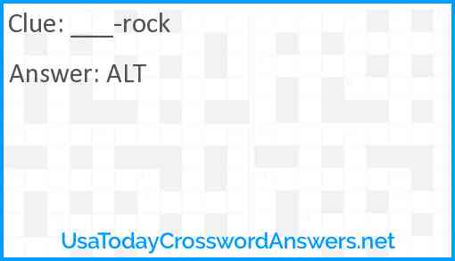 ___-rock Answer
