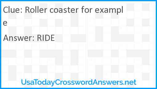Roller coaster for example Answer
