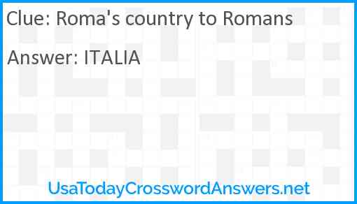 Roma's country to Romans Answer