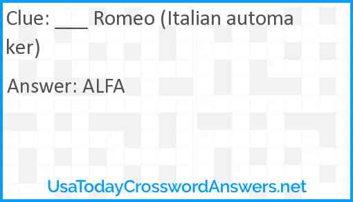 ___ Romeo (Italian automaker) Answer