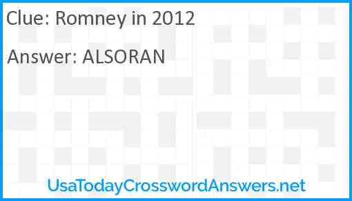 Romney in 2012 Answer