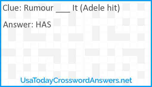 Rumour ___ It (Adele hit) Answer