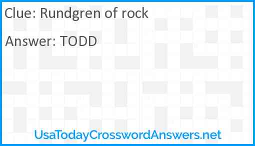 Rundgren of rock Answer