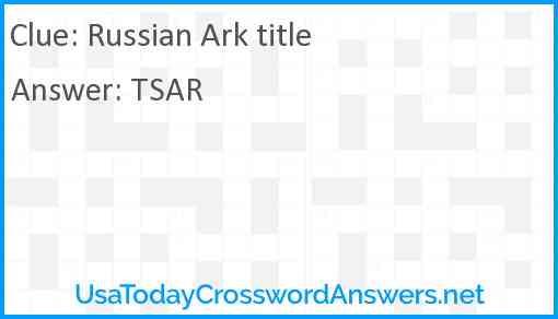 Russian Ark title Answer