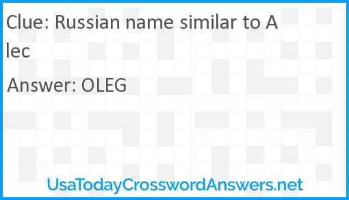 Russian name similar to Alec Answer