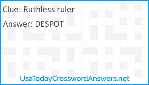 Ruthless ruler Answer