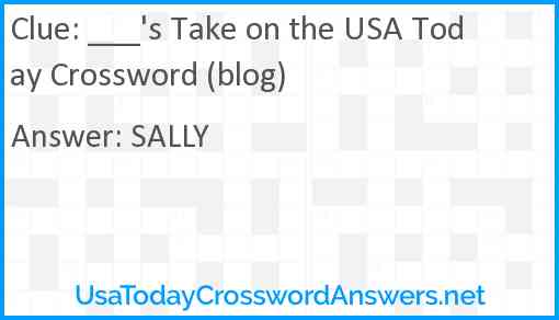___'s Take on the USA Today Crossword (blog) Answer