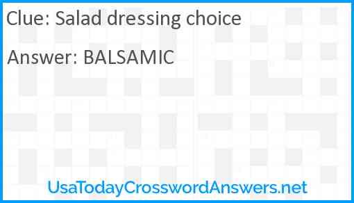 Salad dressing choice Answer