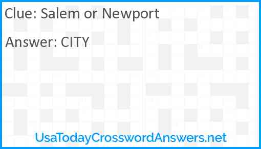 Salem or Newport Answer
