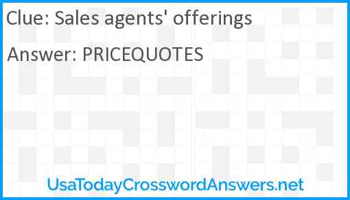 Sales agents' offerings Answer