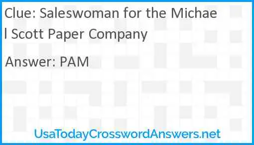 Saleswoman for the Michael Scott Paper Company Answer