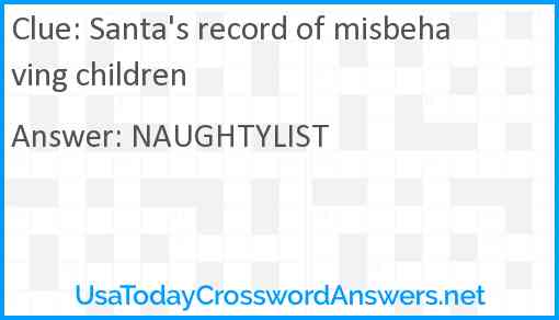Santa's record of misbehaving children Answer