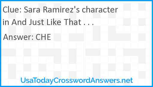 Sara Ramirez's character in And Just Like That . . . Answer