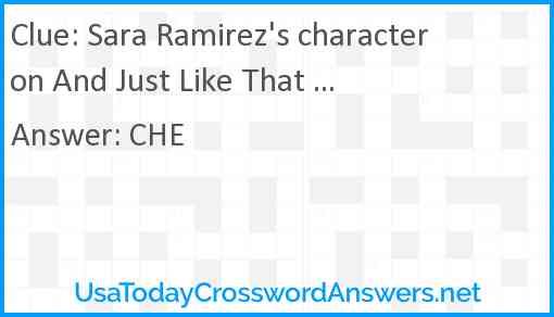 Sara Ramirez's character on And Just Like That ... Answer