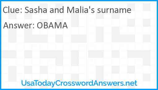 Sasha and Malia's surname Answer