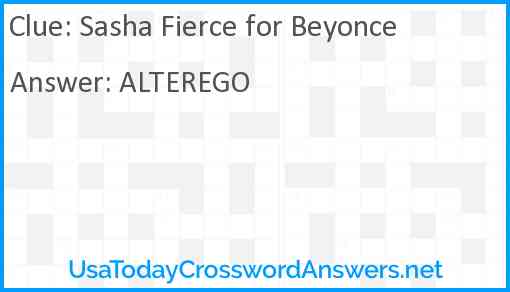 Sasha Fierce for Beyonce Answer