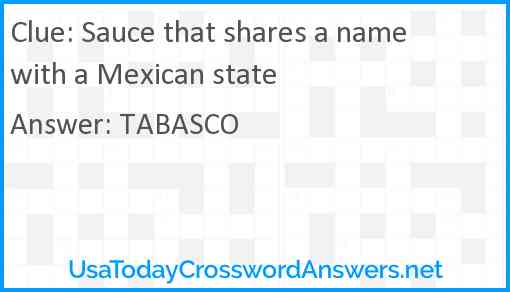 Sauce that shares a name with a Mexican state Answer
