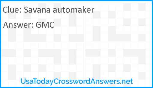 Savana automaker Answer