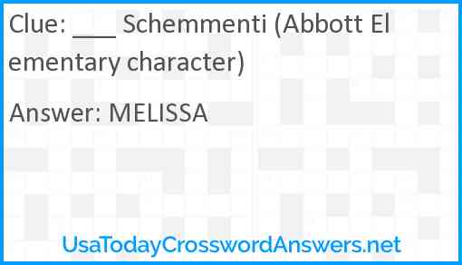 ___ Schemmenti (Abbott Elementary character) Answer
