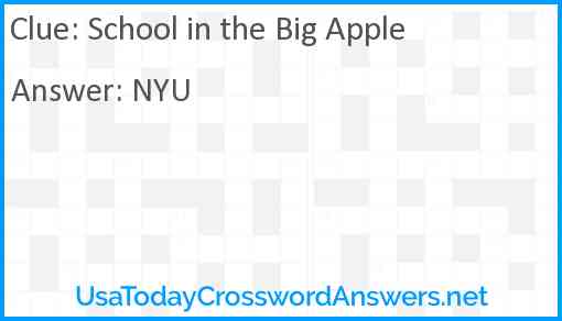 School in the Big Apple Answer
