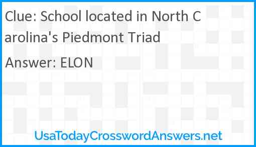 School located in North Carolina's Piedmont Triad Answer