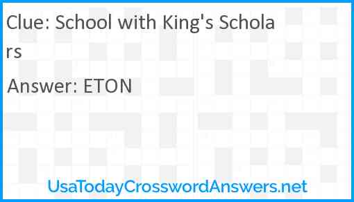 School with King's Scholars Answer