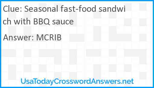 Seasonal fast-food sandwich with BBQ sauce Answer