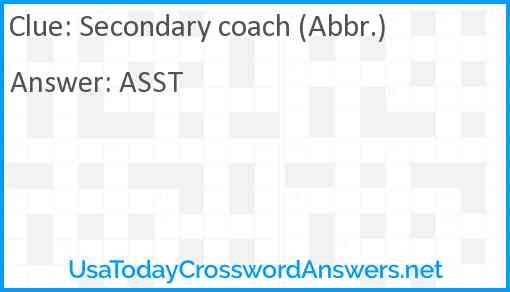 Secondary coach (Abbr.) Answer