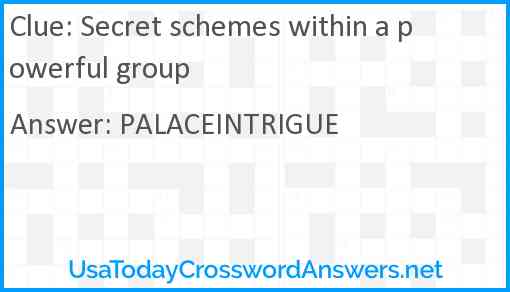 Secret schemes within a powerful group Answer