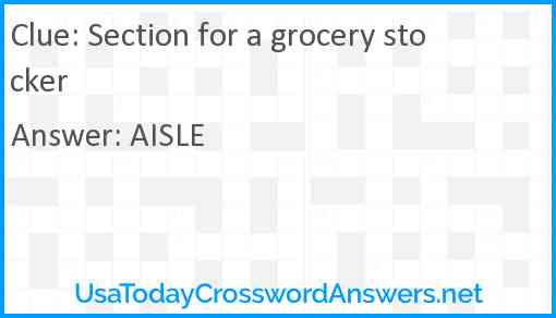 Section for a grocery stocker Answer