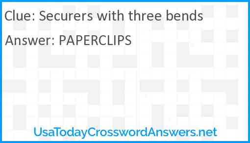 Securers with three bends Answer