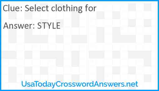 Select clothing for Answer