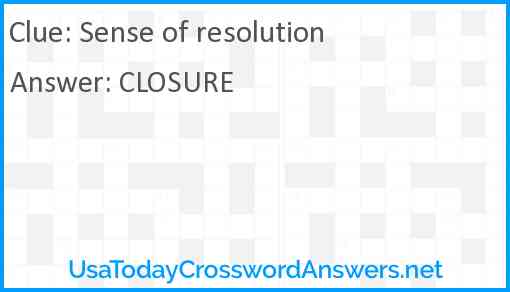 Sense of resolution Answer