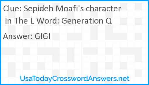 Sepideh Moafi's character in The L Word: Generation Q Answer