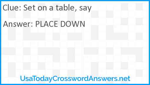 Set on a table, say Answer