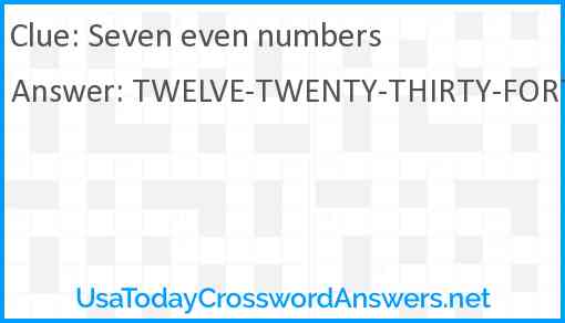 Seven even numbers Answer