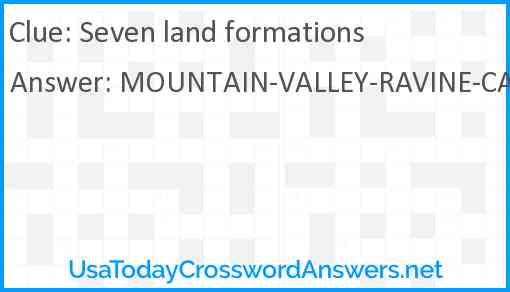 Seven land formations Answer