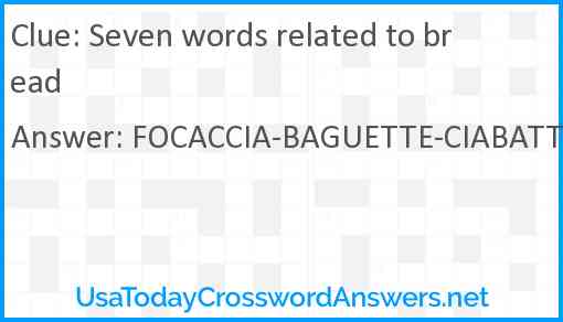 Seven words related to bread Answer