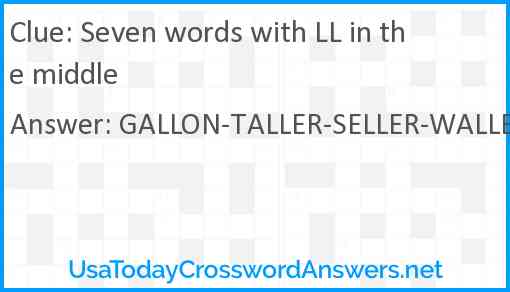 Seven words with LL in the middle Answer
