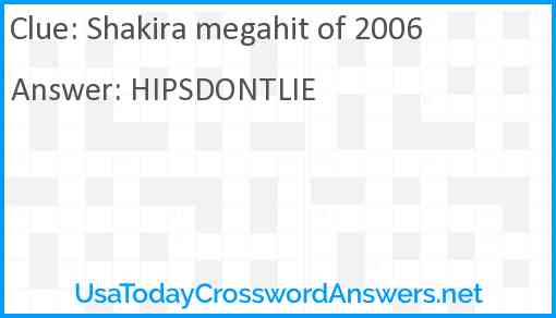 Shakira megahit of 2006 Answer