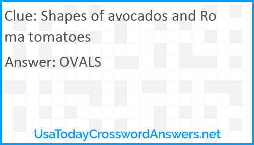 Shapes of avocados and Roma tomatoes Answer