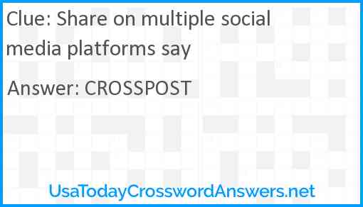 Share on multiple social media platforms say Answer