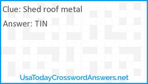 Shed roof metal Answer