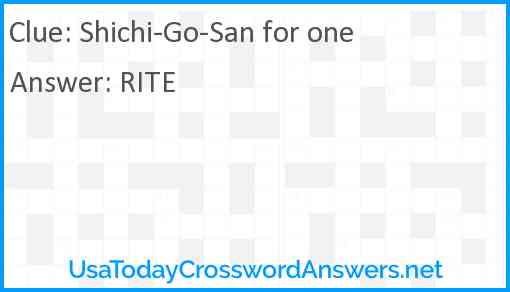 Shichi-Go-San for one Answer