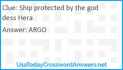 Ship protected by the goddess Hera Answer