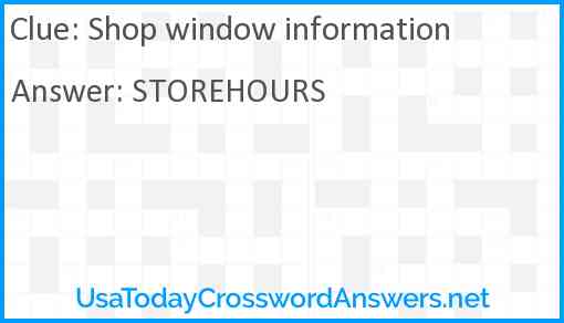 Shop window information Answer